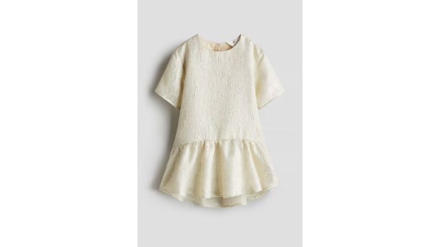 Jacquard-Weave Dress (Gold-coloured)