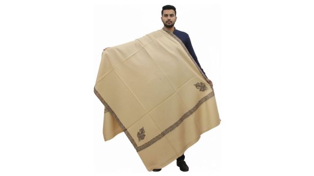 KAVIM Ethnic Motifs Woven Design Pure Pashmina Shawl