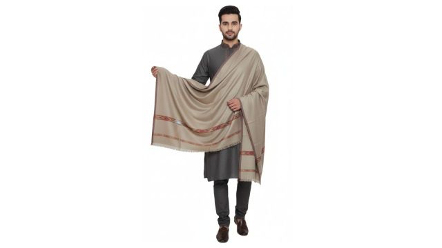 KAVIM Men Kullu Border Woollen Shawl