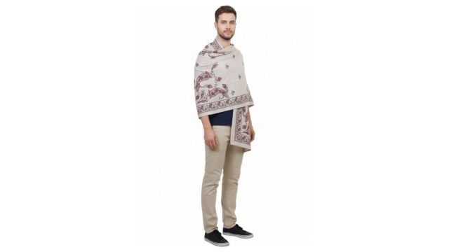 KAVIM Men Paisley Printed Woolen Shawl
