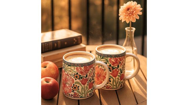 KITTENS Magenta Floral Ceramic Coffee Mug