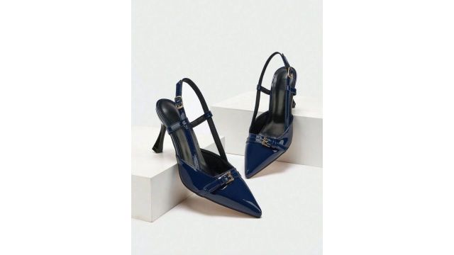 KLEXIO Women Slim Heeled Slingback Pumps with Buckles