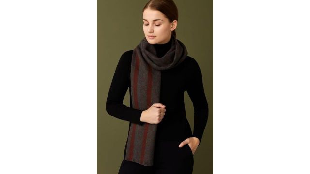 Krystle Women's Woolen Muffler – Soft Warm Wool Blend Scarf with Classic Check Pattern