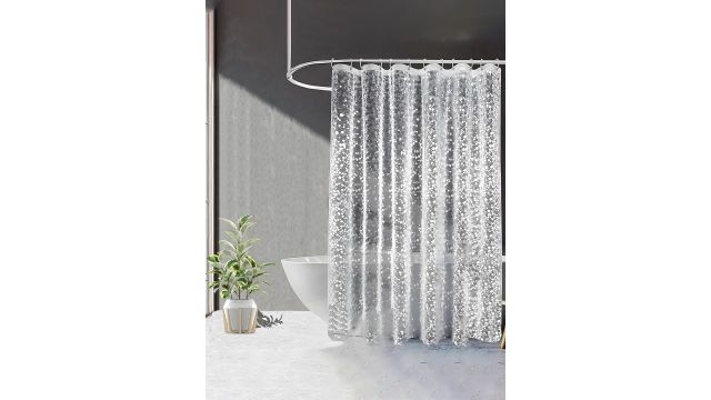 Kuber Industries Transparent PVC Shower Curtain