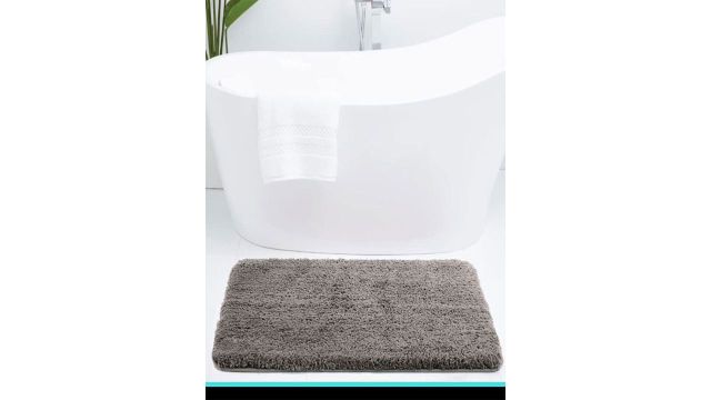 LUXEHOME INTERNATIONAL Vegas Taupe 2800 GSM Ultra Soft Microfiber Anti-Skid Bath Rug