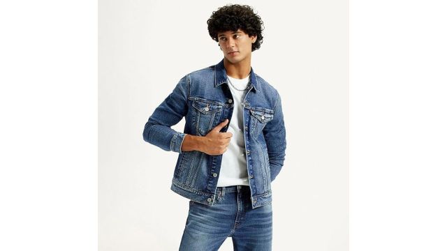 Levi's Men's Solid Mid Indigo Spread Collar Jacket