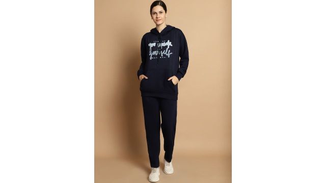 MACK JONNEY Printed Hooded Sweatshirt with Trouser (Fleece, navy)