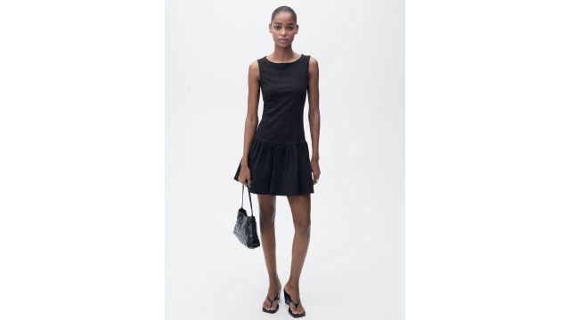 MANGO Ruffled Drop-Waist Mini Dress