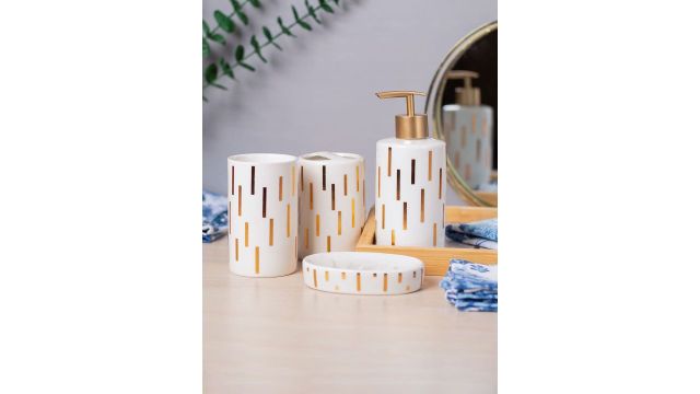 MARKET99 White Printed Ceramic 4-Piece Set