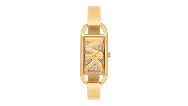 MK4840I Empire (gold rectangular, embellished dial, clean foldover strap)