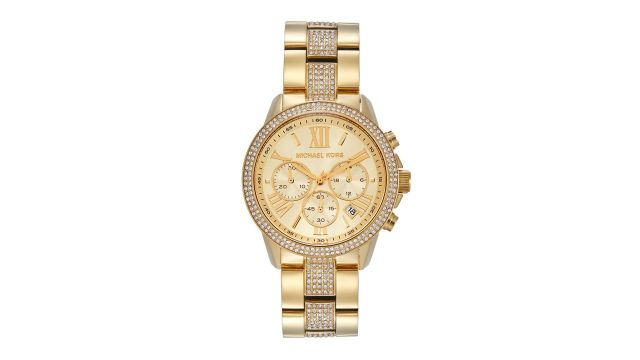 MK7504I Brynn (gold round, embellished bezel, chronograph + date)