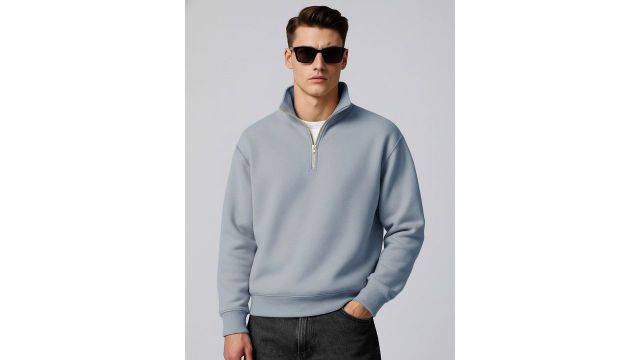 Maniac Men Plain High Neck Full Sleeve Pullover Sweatshirt