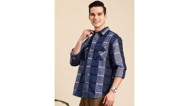 Mast & Harbour Checked Textured Shacket