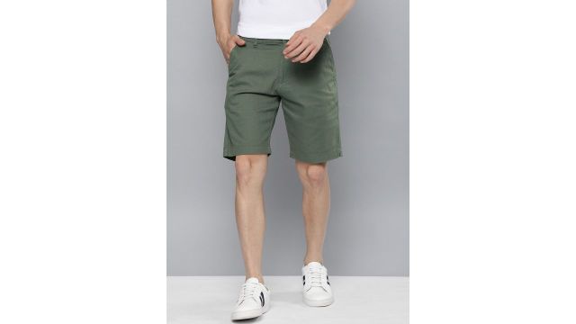 Mast & Harbour Men Green Solid Chino Shorts
