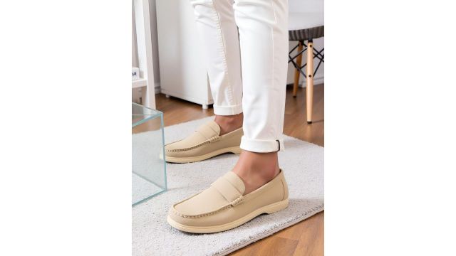 Mast & Harbour Men Slip-On Lightweight Penny Loafers (Cream)