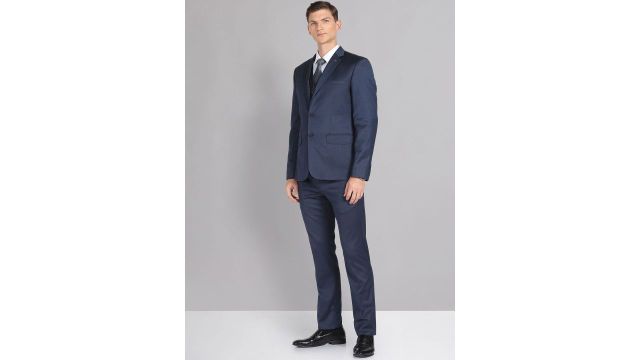 AD By Arvind Men Single-Breasted Cotton 3-Piece Long Sleeves Formal Suit