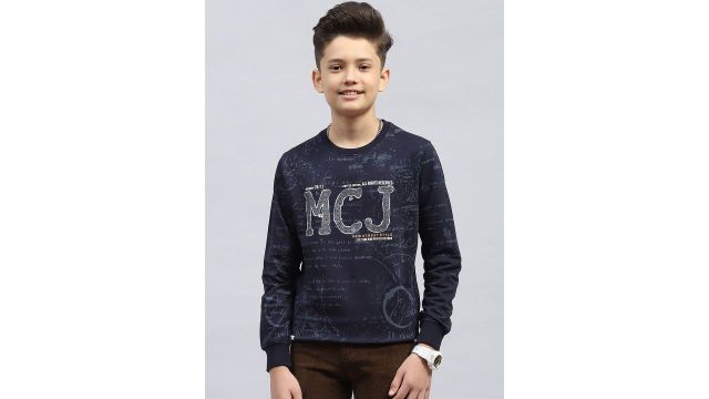 Monte Carlo Boys Printed Round Neck Pullover Sweatshirt