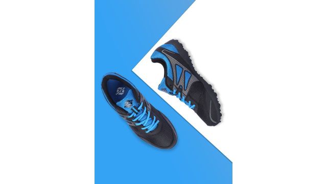 NIVIA Men Marathon Running Shoes (Black & Blue, regular ankle, synthetic)