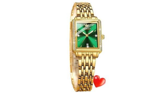 OLEVS Gold Watches for Women Original Luxury Small Square Diamond Wrist Watch