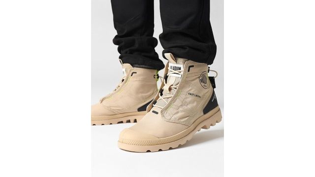 PALLADIUM Men Lightweight Biker Boots (Camel Brown Pampa Lite, high-top)