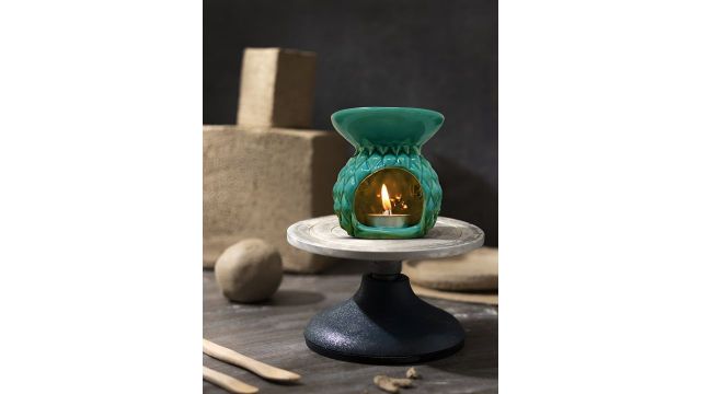 PEEPALCOMM 4Pcs Green Textured T- Light Candles Diffuser