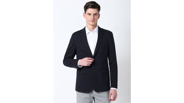 Peter England Elite Slim Fit Notched Lapel Casual Blazers