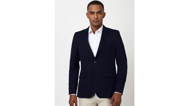 Peter England Elite Slim-Fit Single-Breasted Formal Blazer