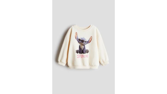 Printed Sweatshirt (Light beige Lilo & Stitch)