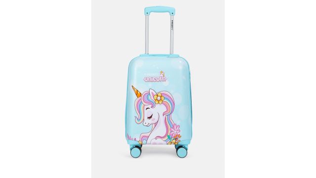 Priority Girls Unicorn Printed Hard Cabin Trolley Bag – 38 L (Blue)