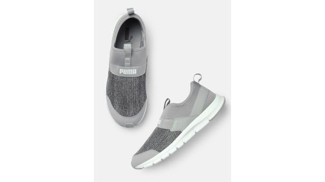 Puma Men Grey Knit Slip-On Sneakers