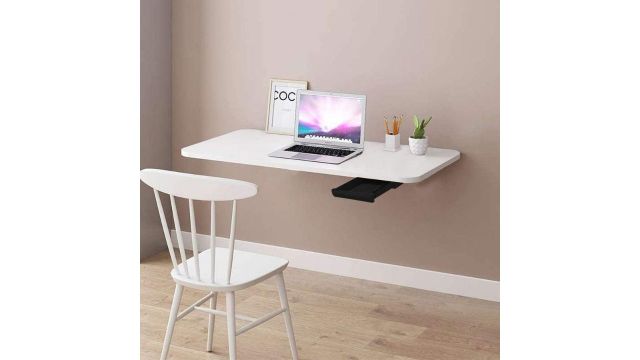 QARA Solid Wood Wall Mounted Foldable Table with Drawer