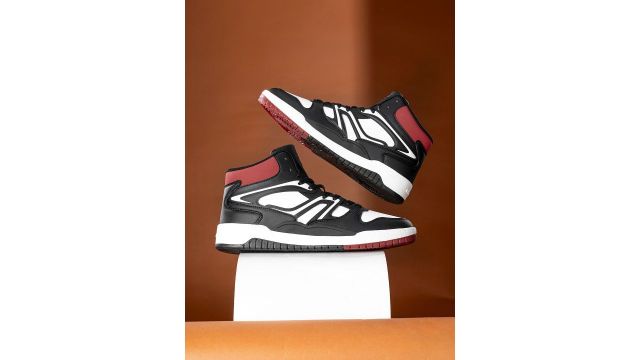 Red Tape Men Colourblocked High-Top Sneakers (Red, Velcro, 45-day warranty)