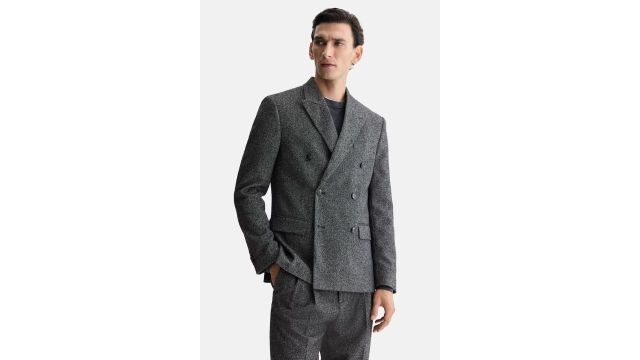 Regular Fit Double-Breasted Jacket (Dark grey marl, soft weave)