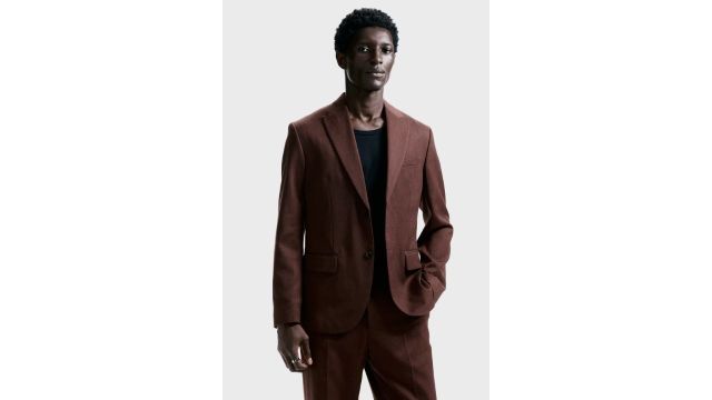 Regular Fit Single-Breasted Jacket (Dark brown, peak lapels)