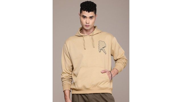Roadster The Life Co. Brand Logo Printed Hooded Relaxed Fit Sweatshirt