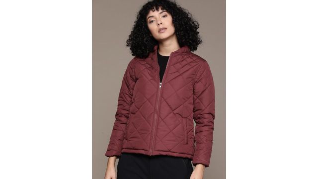 Roadster Windcheater Quilted Jacket (Burgundy, windcheater feature)