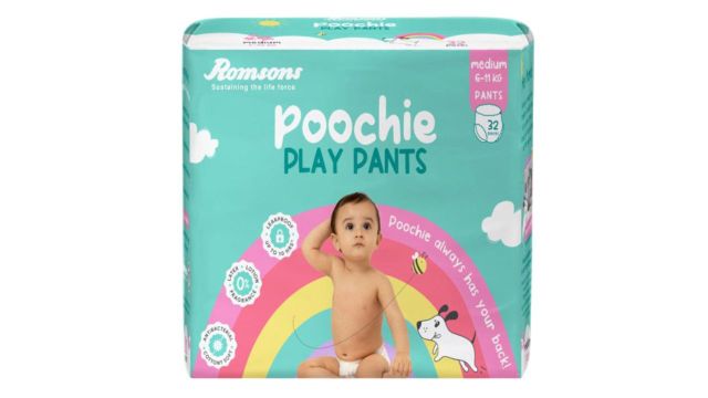 Romsons Poochie Play Pants Baby Diaper – M – 32 Diaper