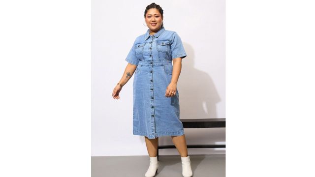 SASSAFRAS Curve Denim Shirt Dress