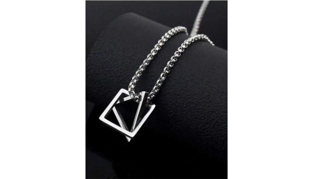 SK Enterprisess Silver-Plated Geometric Pendants with Chains
