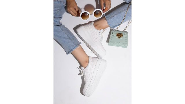 Shoetopia Women White Suede Sneakers