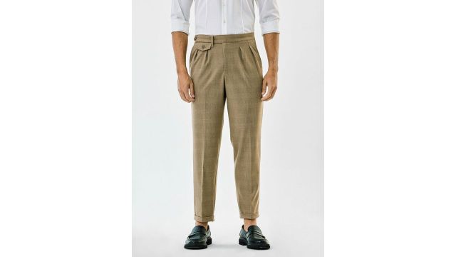 Snitch Men Slim Fit Wrinkle Free Pleated Trousers