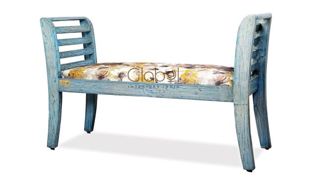 Solid Cp Teak Wood Upholstered Divan Bench