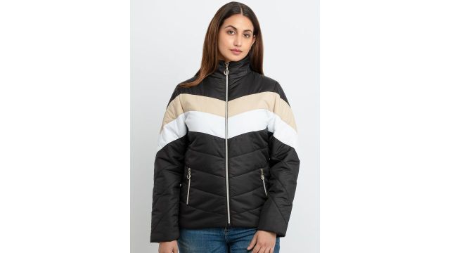 Status Quo Women Black Colourblocked Padded Jacket