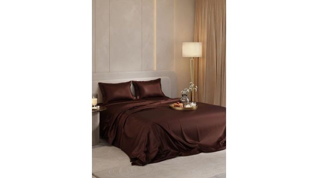 Stoa Paris Date Night Collection Brown Sateen 300 TC Queen Bedsheet Set