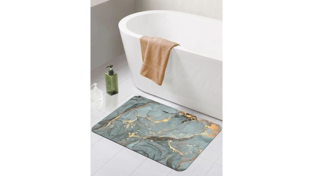 Story@home Grey Abstract Anti-Slip Bath Rugs