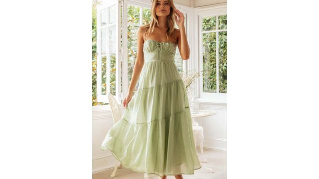 StyleCast Women Tiered Empire Maxi Dress