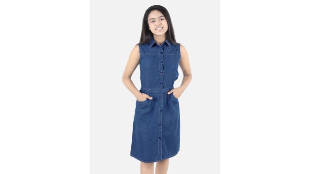 StyleStone Blue Denim Shirt Dress
