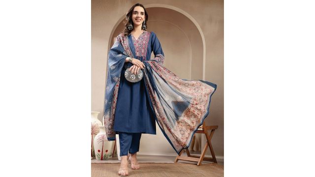 Stylum Ethnic Motifs Yoke Design Pure Cotton Kurta 