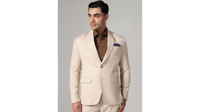 TAHVO Men Notched Lapel Single-Breasted Two-Pieces Suit