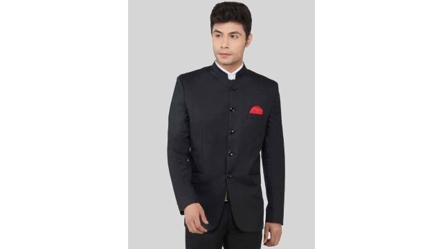 TAHVO Men Pack Of 2 Mandarin Collar Blazer and Trousers Bandhgala Suit